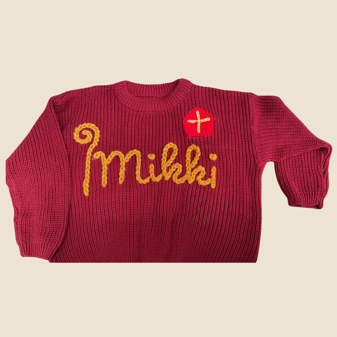 Sinterklaastrui voor kinderen met staf en mijter β Gepersonaliseerd