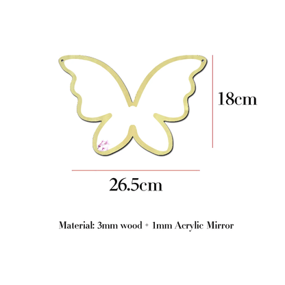 Veilige houten vlinder spiegel, babykamer accessoires, meisjeskamer decor, houten spiegels kinderkamer, lichtgewicht en veilig, visuele ontwikkeling, natuurlijk materiaal, speelse wanddecoratie voor baby's"
