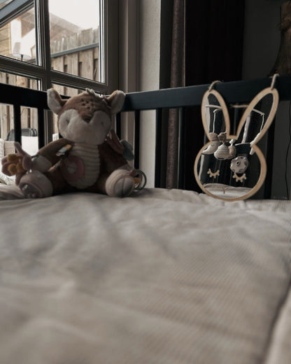 "Veilige houten konijn spiegel, babykamer decoratie, kinderkamer accessoires, houten spiegels voor kinderen, lichtgewicht en veilig, ontwikkelingsgericht speelgoed, natuurlijke babykamer stijl, schattige wanddecoratie"