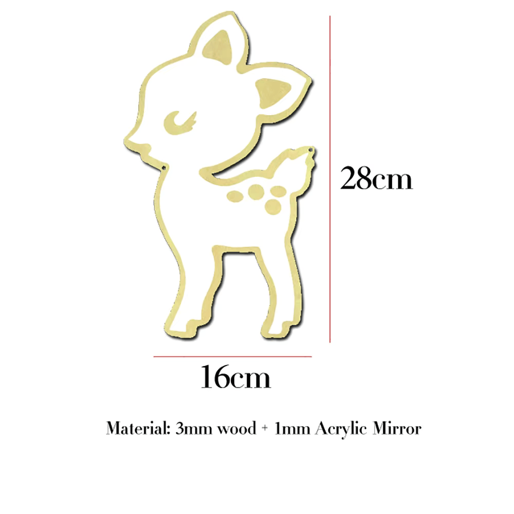 "Veilige houten hert spiegel, babykamer decor, natuurlijke kinderkamer stijl, houten spiegels kindvriendelijk, lichtgewicht en veilig voor baby's, visuele stimulatie, houten wanddecoratie, rustieke babykamer accessoires"